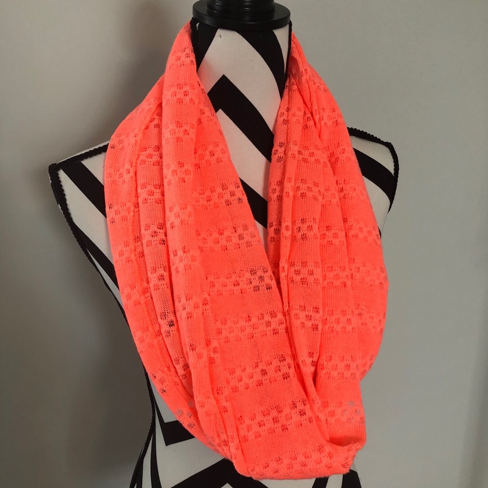 Bright coral infinity scarf